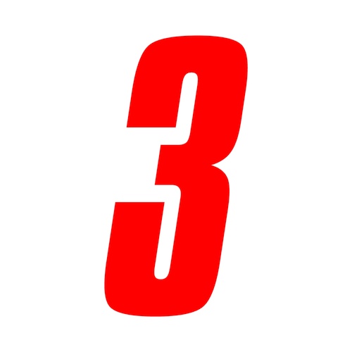 inch tall Red Race Number 3 racing numbers decals  