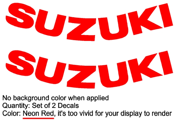 Suzuki Neon Red Curved Fairing Decals