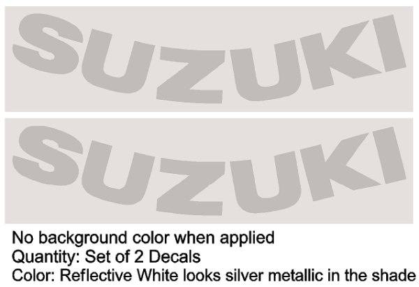 Suzuki Reflective White Curved Fairing Decals